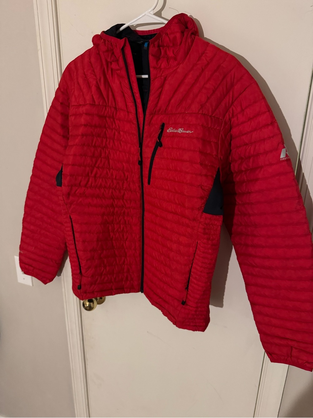 Eddie Bauer Bright Red Quilted Hooded Jacket